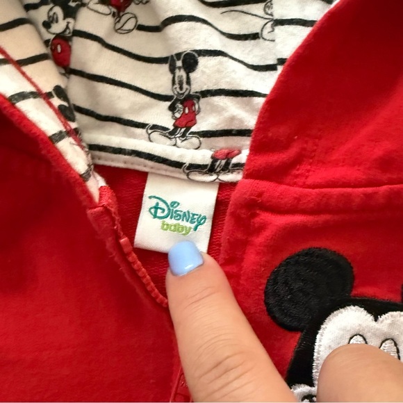 DISNEY VINTAGE RED MICKEY MOUSE BABY CHILD TODDLER ZIP UP HOODIE SIZE 18 MONTHS - Picture 4 of 6